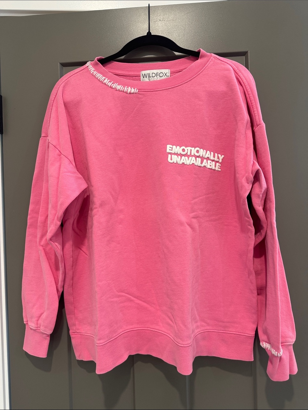 Wildfox Pink "Emotionally Unavailable" Crewneck Sweatshirt